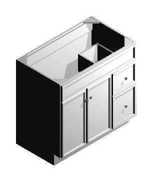 Vanity Sink Base – 2 Drawers Right